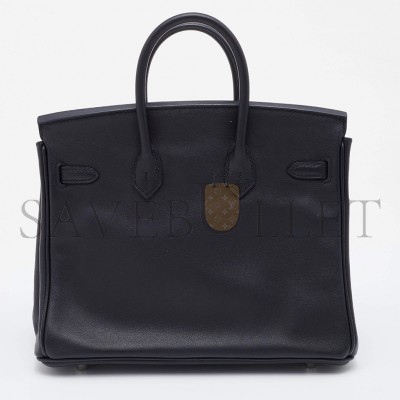 HERMÈS BIRKIN 25 SWIFT LEATHER BLACK SILVER BUCKLE BAG H049362CK02 (25*20*13cm)
